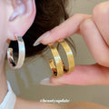 Smooth Chunky Hoop Earrings in Gold and Silver Tones view 2