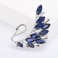 Blue Crystal Swan Brooch in Gold and Silver Tones Jacket and Scarf Accessory view 6