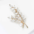 Crystal Wheat Sprig Brooch In 2 Styles With Polished Metal And Decorative Details view 4