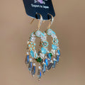 Blue and Green Faceted Stone Chandelier Hook Earrings view 7