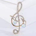 Rhinestone Treble Clef Brooch AB Crystal Notes Gold Silver view 7