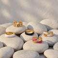 Enamel and Crystal Open Rings in Seven Gold Tone Color Styles view 4