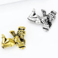 Antique Gold Reading Angel Brooch Halo Book Metal Pin view 3