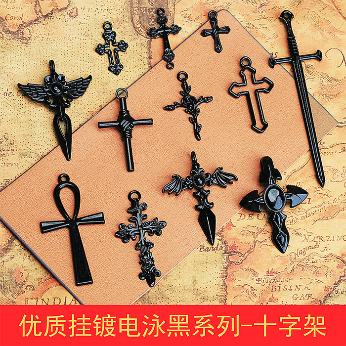 Vintage Dark Cross Wing Sword Alloy Charm Pendant