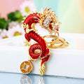 Jeweled Chinese Dragon Keychains in Twelve Color and Plaque Designs view 9