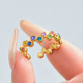 Gold Steel Open Bubble Bezel Crystal Rings Clear Multicolor view 3