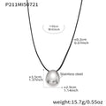 Oval Drop Pendant Black Cord Necklace in Two Metal Tones view 6