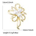 Openwork Flower Brooch with Pearl Cluster in Two Metal Tones view 7