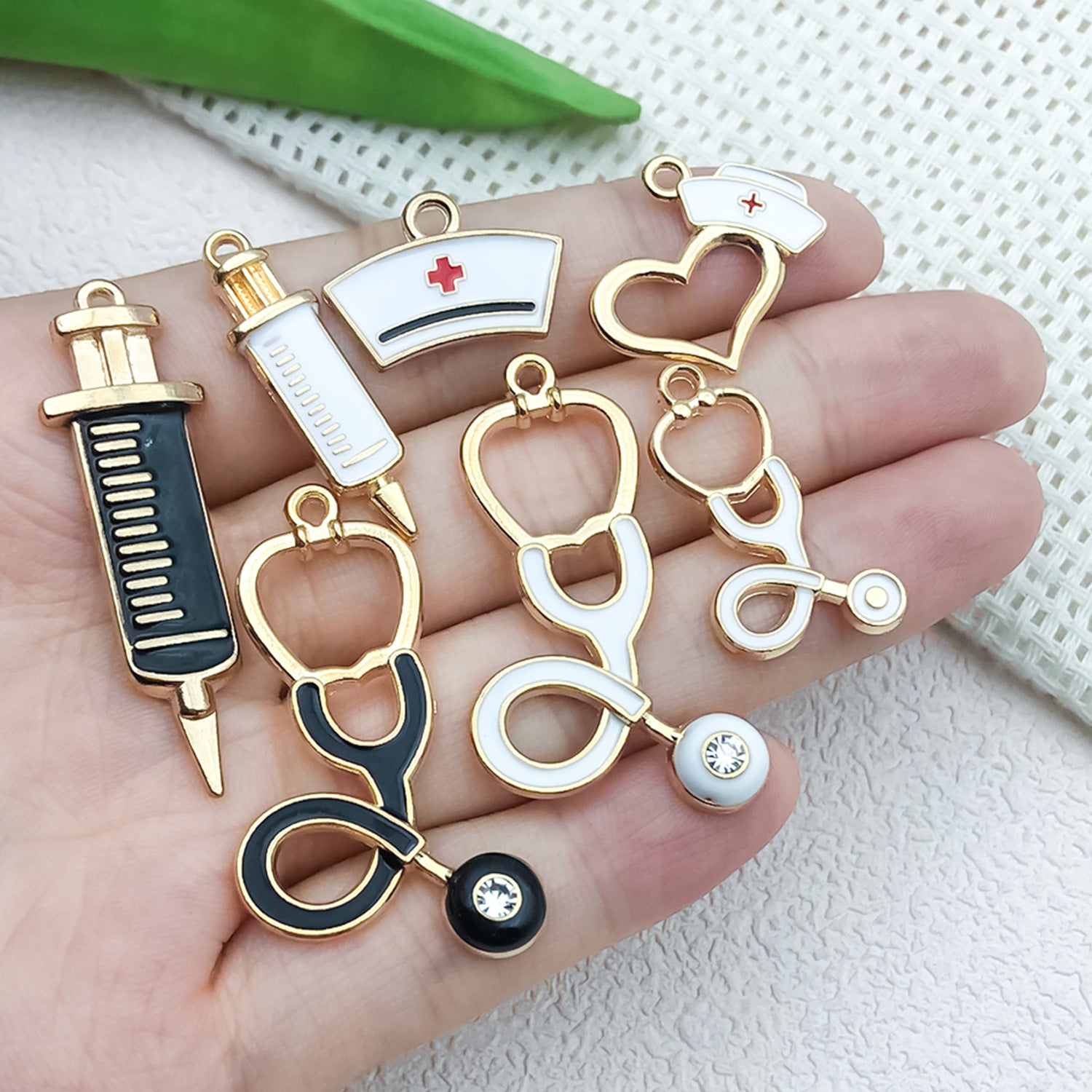 Zinc Alloy Doctor Nurse Hat Syringe Stethoscope Nurse Cap Charm Pendant for DIY Jewelry Making