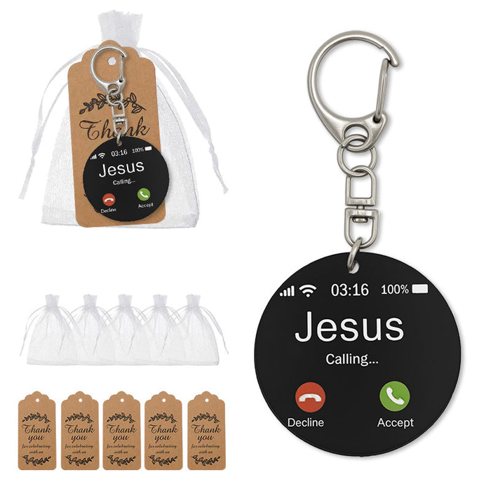 Jesus Calling Acrylic Round Keychain Black Phone Screen
