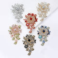 Large Crystal Flower Branch Brooch Six Color Rhinestone Pin view 2