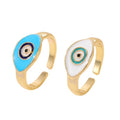 Gold Tone Marquise Enamel Evil Eye Adjustable Rings in Two Colors view 5