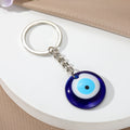Silver Tone Round Resin Evil Eye Split Ring Keychains in Six Colors view 4