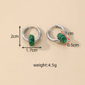 Silver Tone Irregular Donut Stone Bead Hoop Earrings in Eight Colors view 4