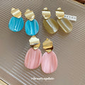 Marbled Resin Drop Earrings in Pink and Ivory for Women view 1
