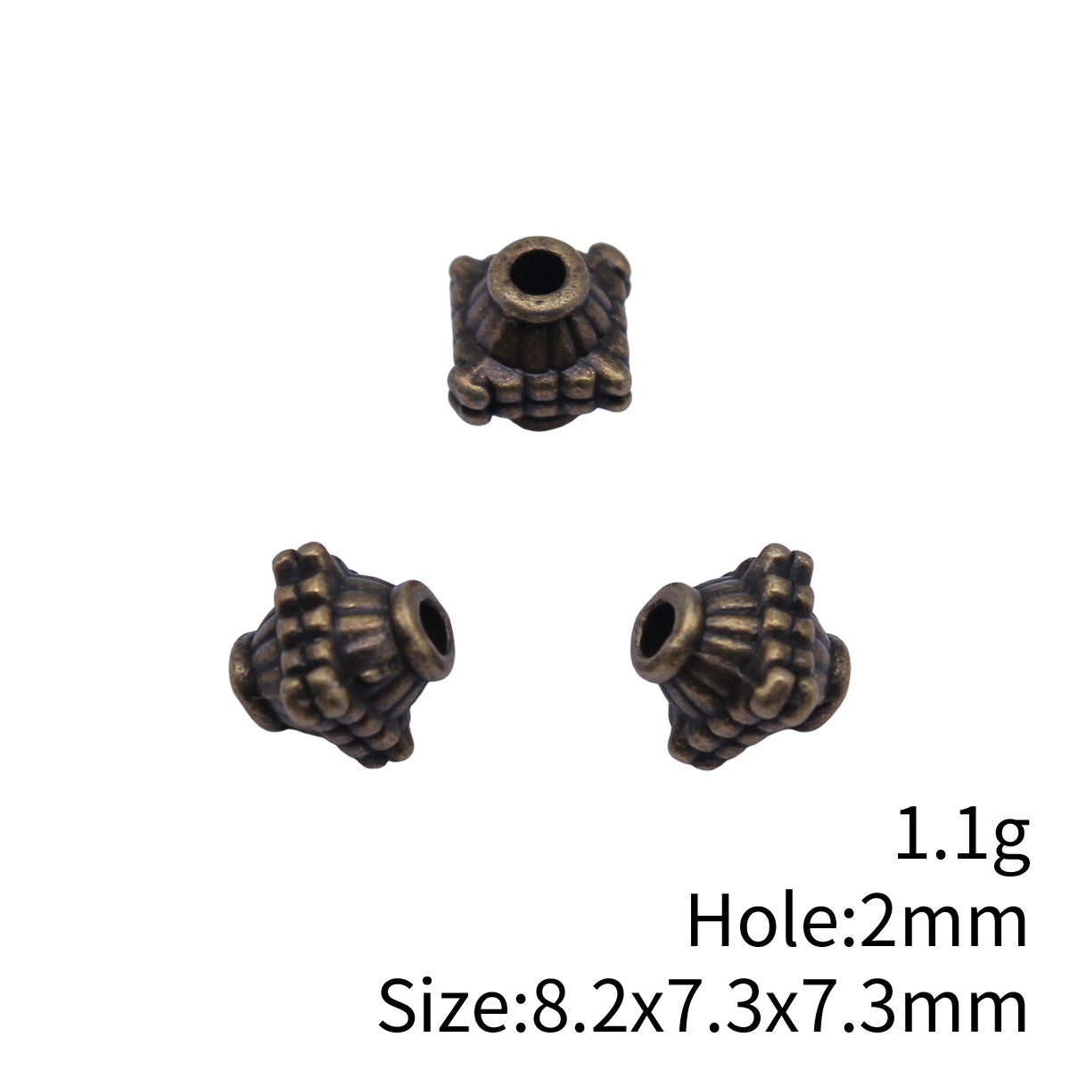 8.2x7.3x7.3mm 1.1g Antique Bronze Zinc Alloy Round Small Hole Spacer Beads for DIY Bracelet Jewelry Making