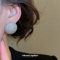 Oversized Silver Crystal Dome Stud Earrings Statement Jewelry view 4