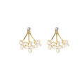 Gold White Enamel Flower Cluster Drop Stud Earrings view 5