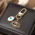 Gold Tone White Shell Evil Eye Charm Clip Keychains in Six Shapes view 7
