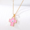 Gold Tone Pink Shape Evil Eye Pendant Necklaces in Six Styles view 6