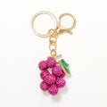 Rhinestone Grape Cluster Keychain Green Leaf Charm Options view 5