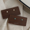 Gold Tone Mini Pearl And Aqua Stone Stud Earrings In Two Styles view 1