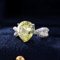 Silver Tone Pale Yellow Pear Cut Bow Ring With Pavé Band view 5