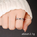 White Metal Crisscross Clear Stone Multi Band Ring Alloy view 4