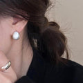 Brushed Teardrop Stud Earrings In Two Metal Tones Jewelry Design view 6