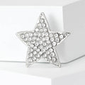 Silver Rhinestone Star Brooch Full Pave Five Point Pin view 4