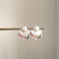 Printed Wood Half Disc Earrings In Two Neutral Patterns view 4
