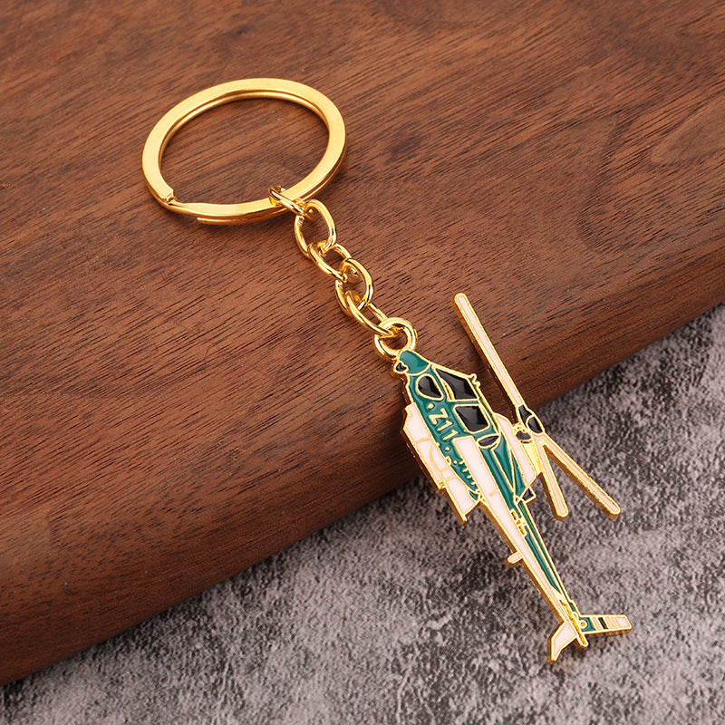 Helicopter Metal Keychain Creative Backpack Charm Student Gift