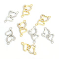 Rhinestone Double Heart Two Loop Connector Charms in Two Finishes view 5