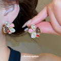 Multicolor Crystal Flower Cluster Stud Earrings in Two Palettes view 4