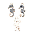 Black and White Enamel Seahorse Charm with Gold Tone Outline view 2