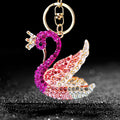 Gradient Crystal Swan Keychains in Blue Fuchsia Purple and Assorted Colors view 1