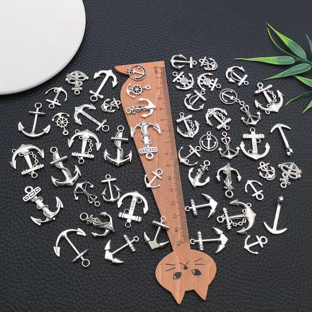 Antique Silver Zinc Alloy Anchor Charm Pendant for DIY Earrings Necklace Bracelet