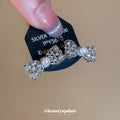Silver Tone Crystal Bow And Pearl Stud Earrings Decorative Jewelry view 2