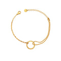Circle Center Double Chain Bracelets in Gold and Silver Tone view 5