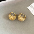 Filigree Flower Hoop Earrings - 2 Styles Polished Decorative Design view 7