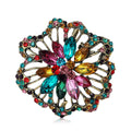 Openwork Crystal Flower Brooch Antique Frame Seven Colors view 1