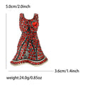 Crystal Flared Dress Brooch in Blue Purple or Bright Red view 7