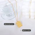 Gold Checkerboard Square Pendant Necklace Twisted Rope Chain view 2
