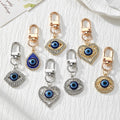 Rhinestone Blue Evil Eye Snap-Hook Keychains in Seven Shapes and Finishes view 1