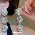 Oval Crystal Link Drop Earrings in Pink and Clear Options view 4