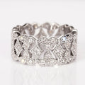 White Metal Openwork Geometric Pave Band Ring Sizes 6-10 view 2