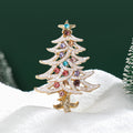 Jeweled Christmas Tree Brooch With Faceted Crystals And Polished Metal Details view 2