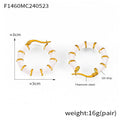 Bamboo Segment Enamel Hoop Earrings White Or Black Gold view 6