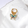 Gold Hoop Rhinestone Butterfly Charm Earrings 4 Colors view 4