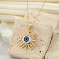 Gold Tone Sculpted Sun Realistic Eyeball Pendant Necklaces view 4